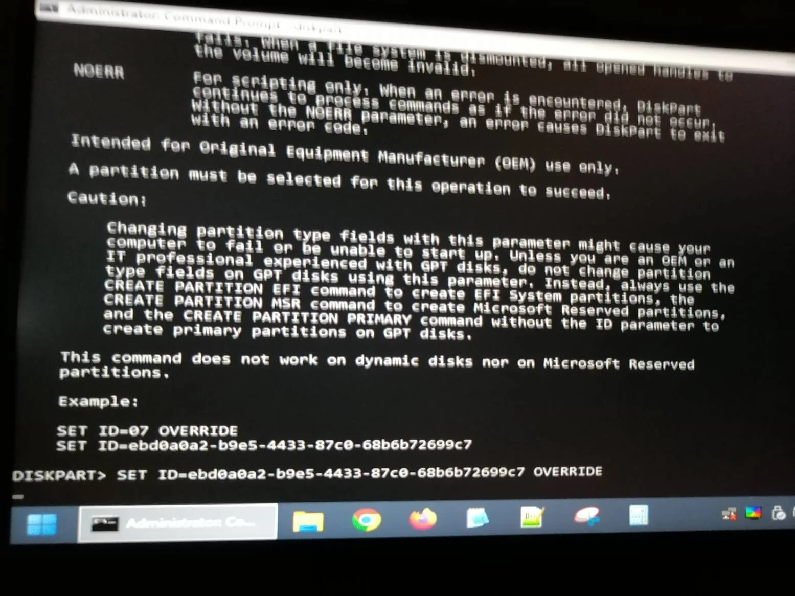 trying to set the partition to 0700